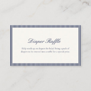 Carte D'accompagnement Baby-Shower Diaper Raffle avec rayures bleu marine