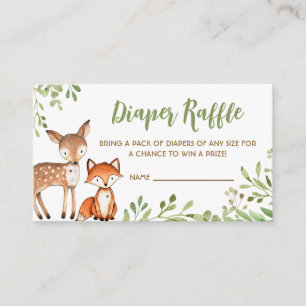Carte D'accompagnement Baby Shower Diaper Raffle Fête de Bébé en Bois Ver