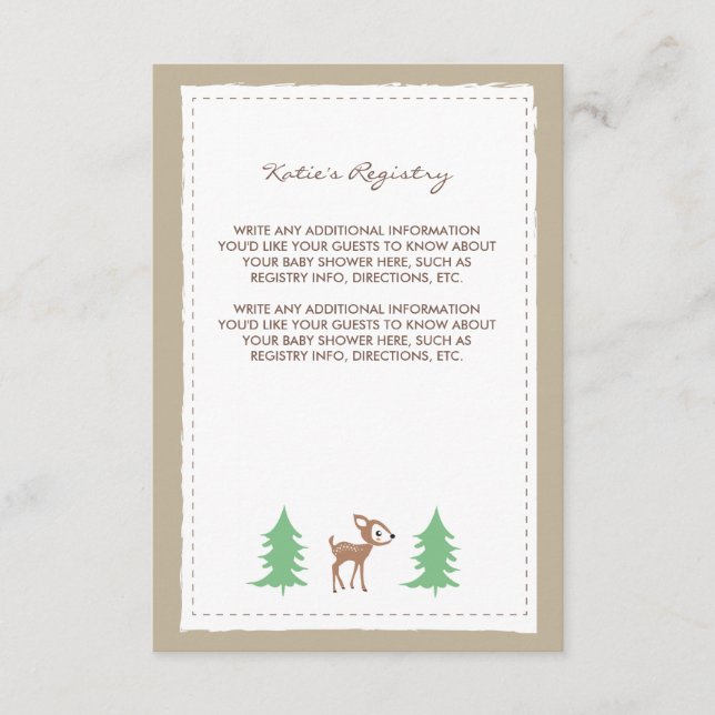 Carte D'accompagnement Baby shower d'insertion Woodland Friends (Devant)