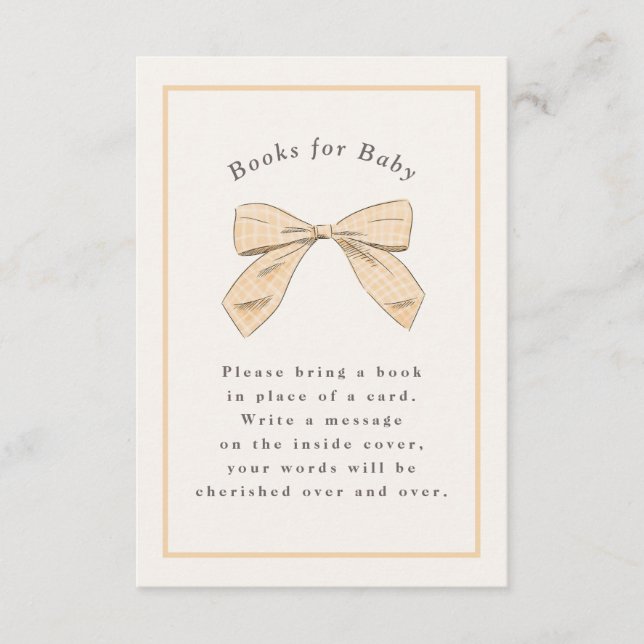 Carte D'accompagnement Baby shower élégant Pastel Peach Plaid Bow (Devant)