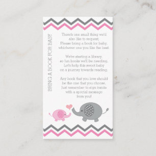 Carte D'accompagnement Baby shower éléphant Apporter un livre Insérer fil