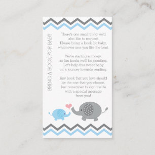 Carte D'accompagnement Baby shower éléphant Apportez un livre Insérer Gar