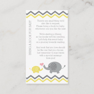 Carte D'accompagnement Baby shower éléphant Apportez une notice jaune