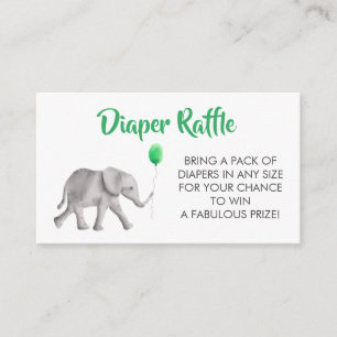 Carte D'accompagnement Baby shower éléphant au calvaire, vert