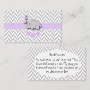 Carte D'accompagnement Baby shower éléphant gris violet Demande de carnet