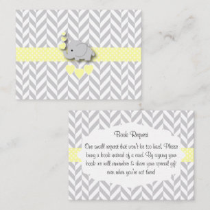 Carte D'accompagnement Baby shower éléphant jaune et gris demande de rése