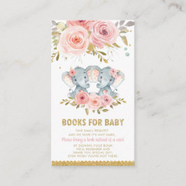 Carte D'accompagnement Baby shower Eléphant Twin Girls Apportez un livre
