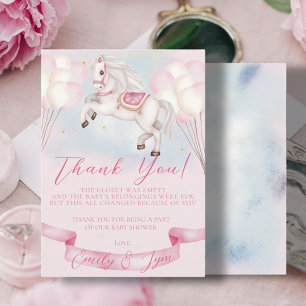 Carte D'accompagnement Baby shower Fairytale Pony Stars rose Ballons