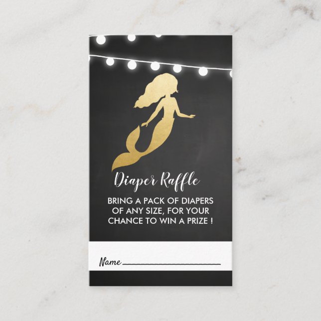 Carte D'accompagnement Baby shower | Faux Gold Foil Mermaid Raffin de cou (Devant)
