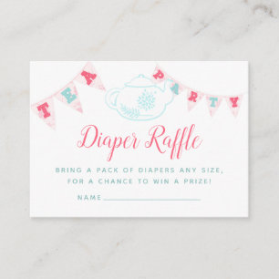 Carte D'accompagnement Baby Shower Fête de Thé Chic Fille Tirage au Sort