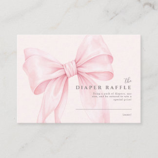 Carte D'accompagnement Baby Shower Fille au Nœud Rose - Tombola de Couche