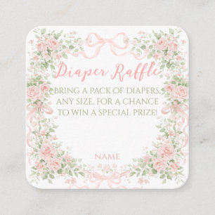 Carte D'accompagnement Baby-Shower Fille Bébé en Fleur avec un Nœud Flora