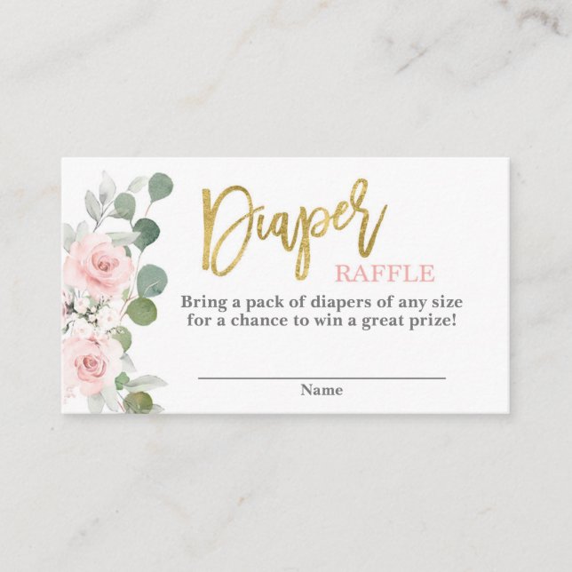 Carte D'accompagnement Baby shower fille rose floral Diaper Raffle (Devant)