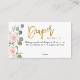 Carte D'accompagnement Baby shower fille rose floral Diaper Raffle