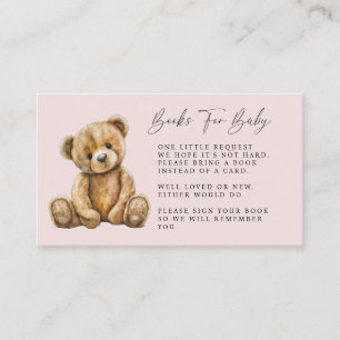 Carte D'accompagnement Baby shower fille rose pâle à l'ours en peluche