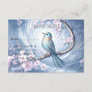 Carte D'accompagnement Baby Shower Fleur Bleu Oiseau