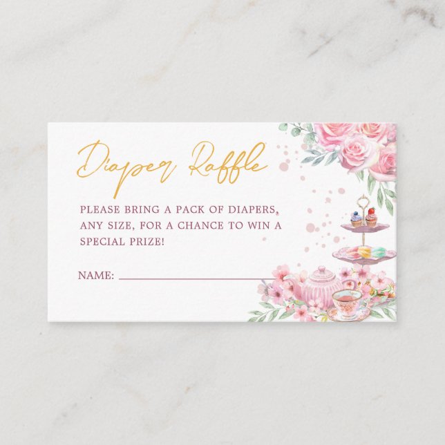 Carte D'accompagnement Baby shower Fleur Rose Thé Fleur Raffin (Devant)