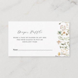 Carte D'accompagnement baby shower fleur sauvage aquarelle tombole