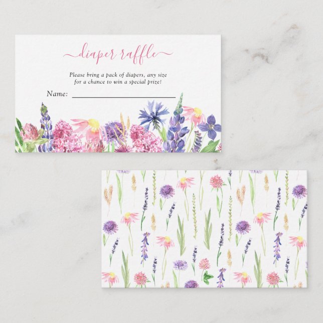 Carte D'accompagnement Baby shower Fleur sauvage de couches d'aquarelle (Devant / Derrière)