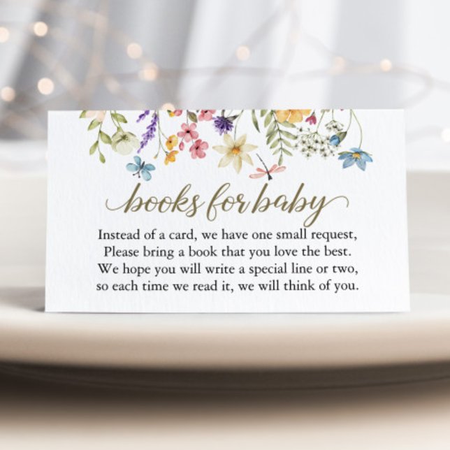 Carte D'accompagnement Baby shower fleur sauvage Demande de réservation b (Books for Baby Book Request Cards)