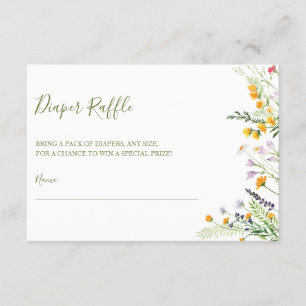 Carte D'accompagnement Baby shower fleur sauvage du billet Diaper Raffle 