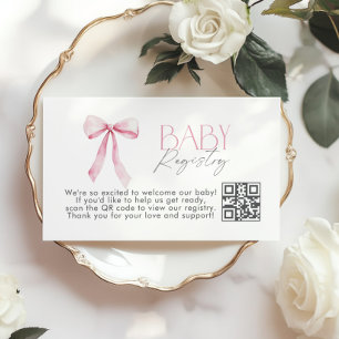 Carte D'accompagnement Baby shower Fleur sauvage pour bébé Registre rose