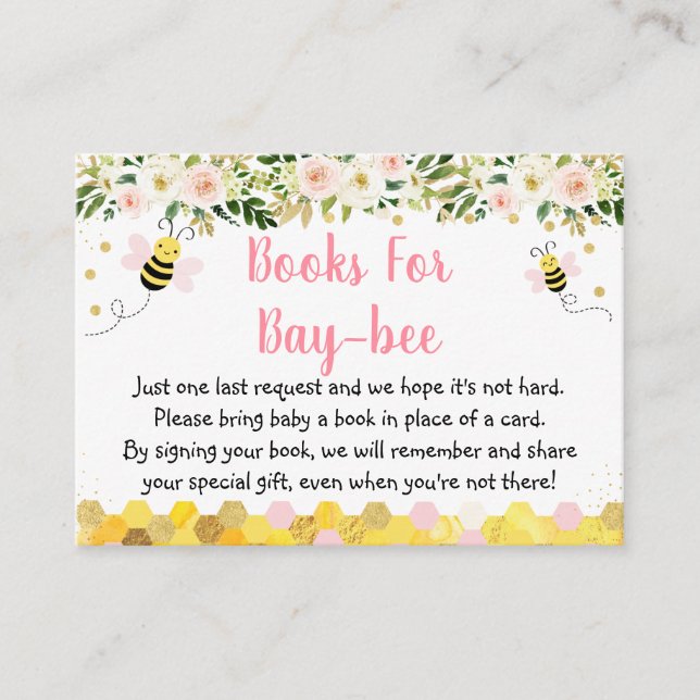 Carte D'accompagnement Baby shower Floral Abee Pink Gold Demande (Devant)