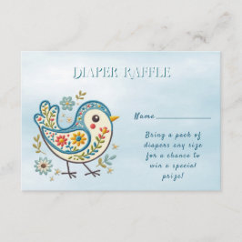 Carte D'accompagnement Baby shower Floral aux oiseaux bleus