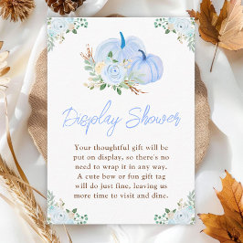 Carte D'accompagnement Baby shower Floral Citrouille bleu