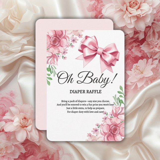 Carte D'accompagnement Baby shower Floral Pink Bow (Créateur téléchargé)
