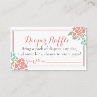 Carte D'accompagnement Baby shower floral Refouler Billet Coral Turquoise