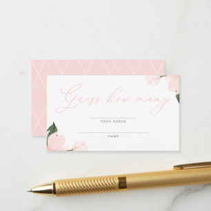Carte D'accompagnement Baby shower Floral Rose Brut Devine Combien