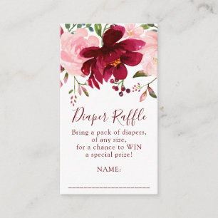 Carte D'accompagnement Baby shower floral rose de Bourgogne Raffin