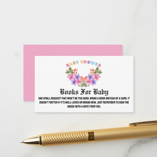 Carte D'accompagnement Baby shower floral rose doux (Devant/Arrière en situation)