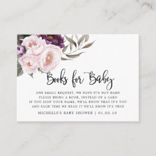 Carte D'accompagnement Baby shower Floral Velvet profond Demande de réser