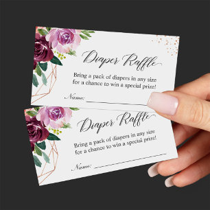 Carte D'accompagnement Baby shower floral violet élégant de la barbe