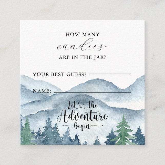 Carte D'accompagnement Baby shower Forestier Combien Dans Le Jeu Jar (Devant)