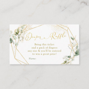 Carte D'accompagnement Baby shower géométrique Gold Greenery Raffle de co