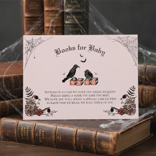 Carte D'accompagnement Baby Shower Gothique Rose Livres pour Bébé Raven