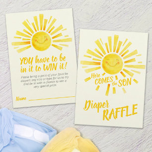 Carte D'accompagnement Baby shower ici vient la tombola de la couche fils