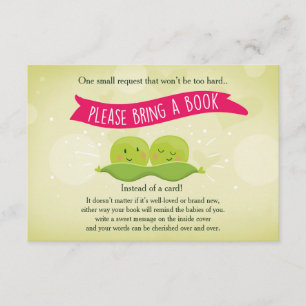 Carte D'accompagnement Baby shower jumeau Apportez un livre Deux petits p