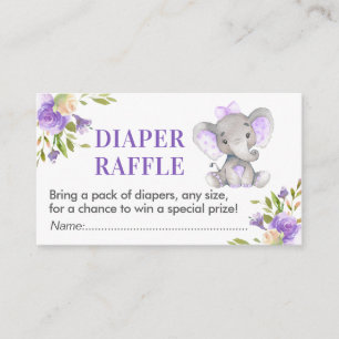 Carte D'accompagnement Baby shower Lavande de papier rabat éléphant