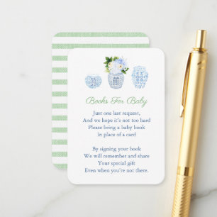 Carte D'accompagnement Baby Shower Livre Chinoiserie Vert Clair