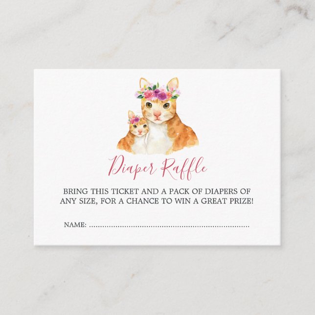 Carte D'accompagnement Baby shower Maman Et Bébé Chat Déchets Raffle (Devant)