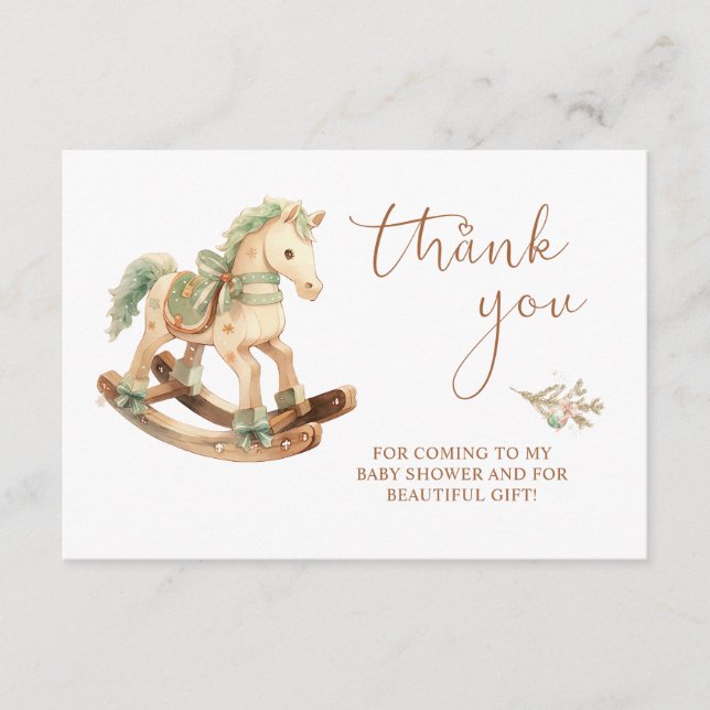 Carte D'accompagnement Baby shower Merci Rocking Horse (Devant)