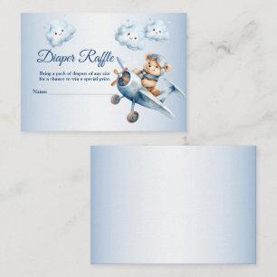 Carte D'accompagnement Baby shower mignonne ours bébé pilote avion bleu