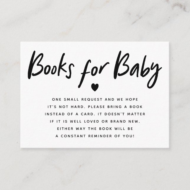 Carte D'accompagnement Baby shower moderne Black Heart Demande de réserva (Devant)