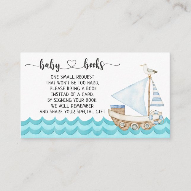 Carte D'accompagnement Baby shower nautique Aquarelle Demande de carnet (Devant)