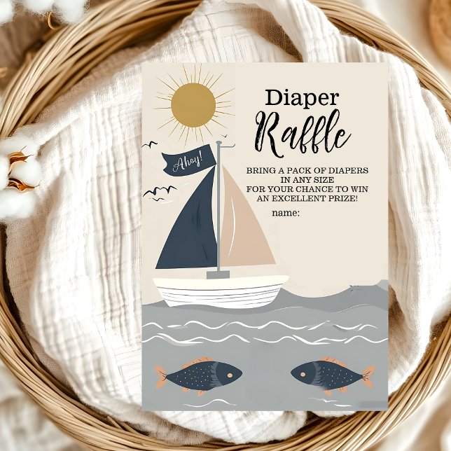Carte D'accompagnement Baby shower nautique Diapper Raffle (Créateur téléchargé)