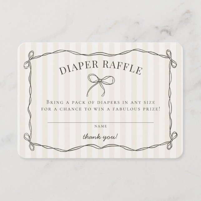Carte D'accompagnement Baby shower noir Coquette Bow Raffin de couche (Devant)